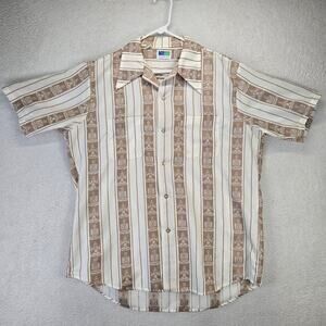 Vtg Mr. Dee Cee Button Up Shirt Mens L Daggar Point Collar Budda Striped Disco
